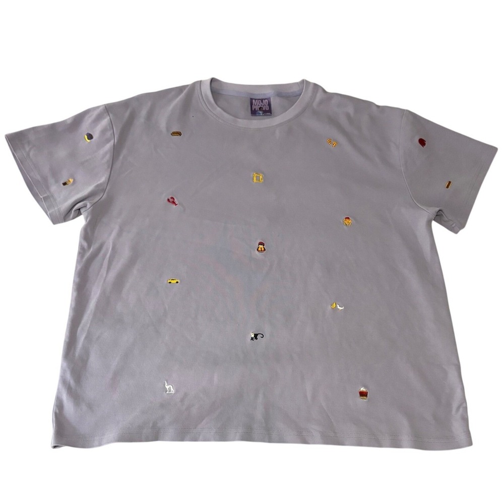Mojo Provo Friends Embroidered Icon T Shirt Mens XL Gray All Over Graphic Tee